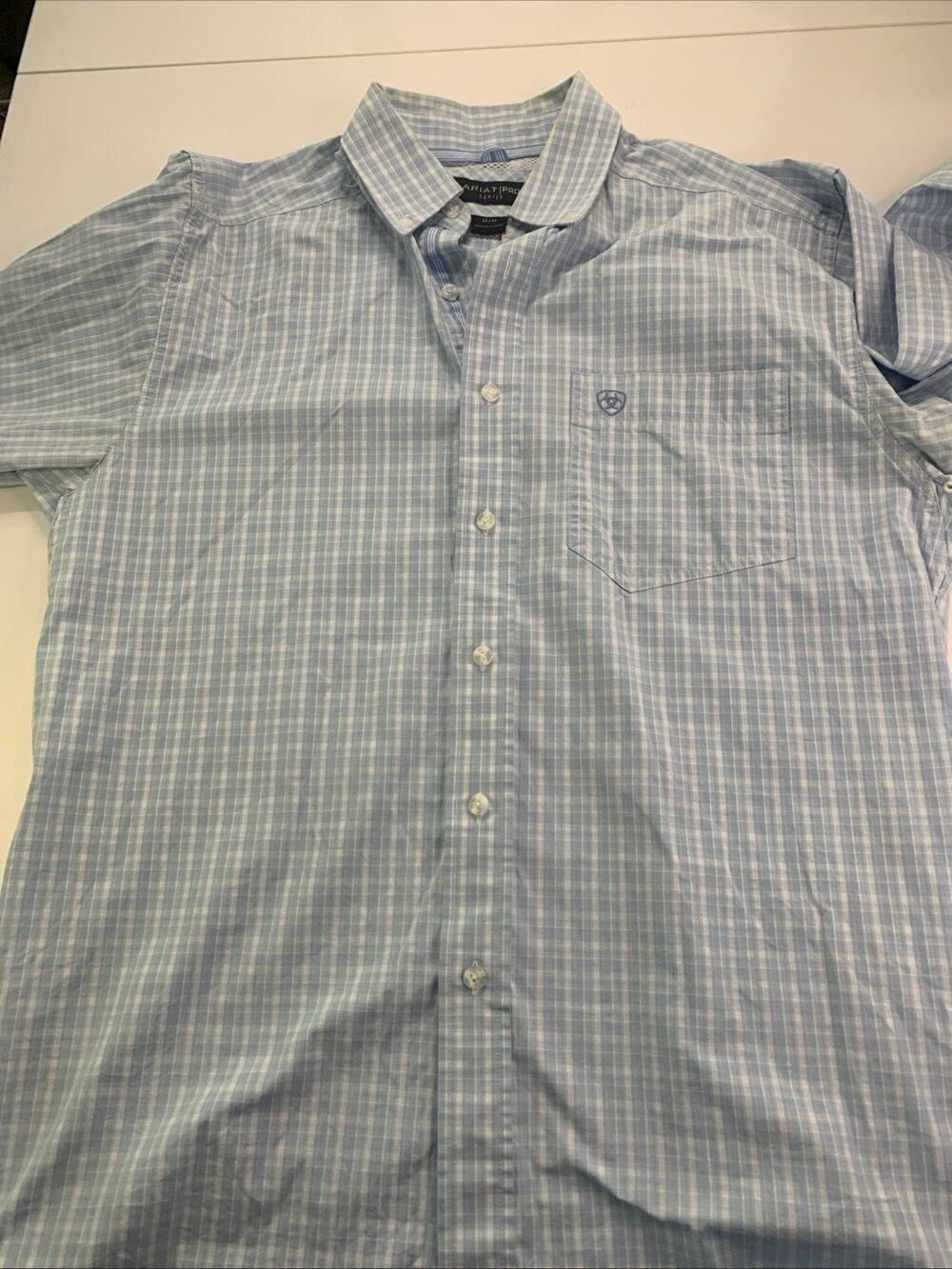 Ariat Pro Series Button Down Shirt Long Sleeve Mens Medium Light Blue